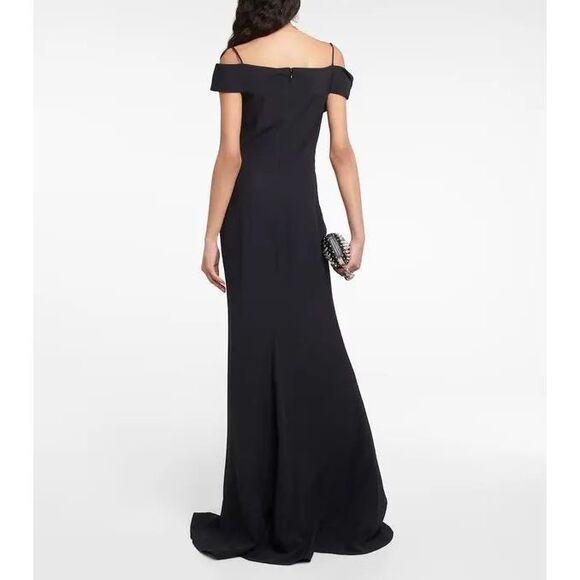 Alexander McQueen Drape Off-The-Shoulder Side Slit Gown - Picture 2 of 11